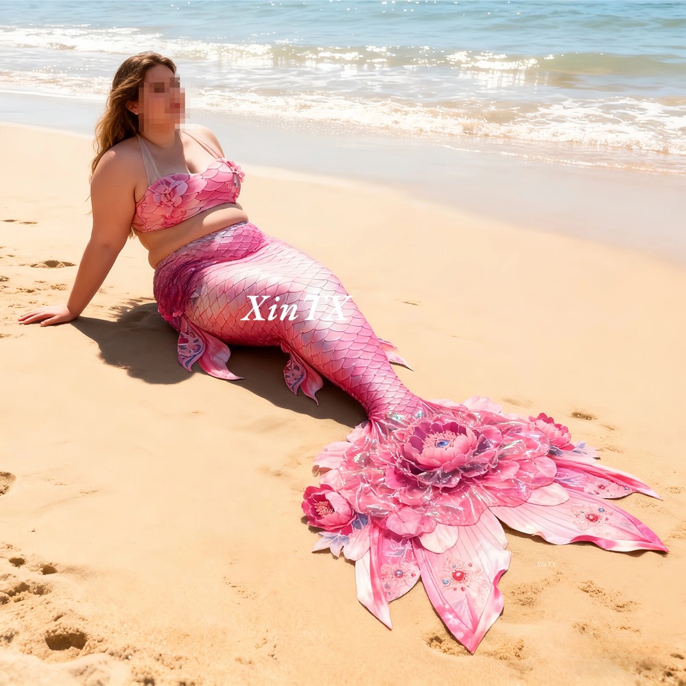 Aquarium & Marine Science Center - Mermaid Tail Peony Flower Plus-Size Women
