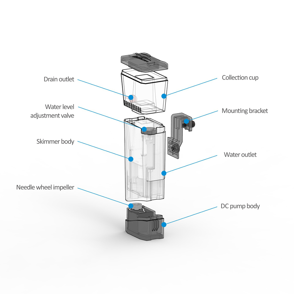 Internal Nano Skimmer Mini Q 1 - đánh giá và giá Protein Skimmer Hang On