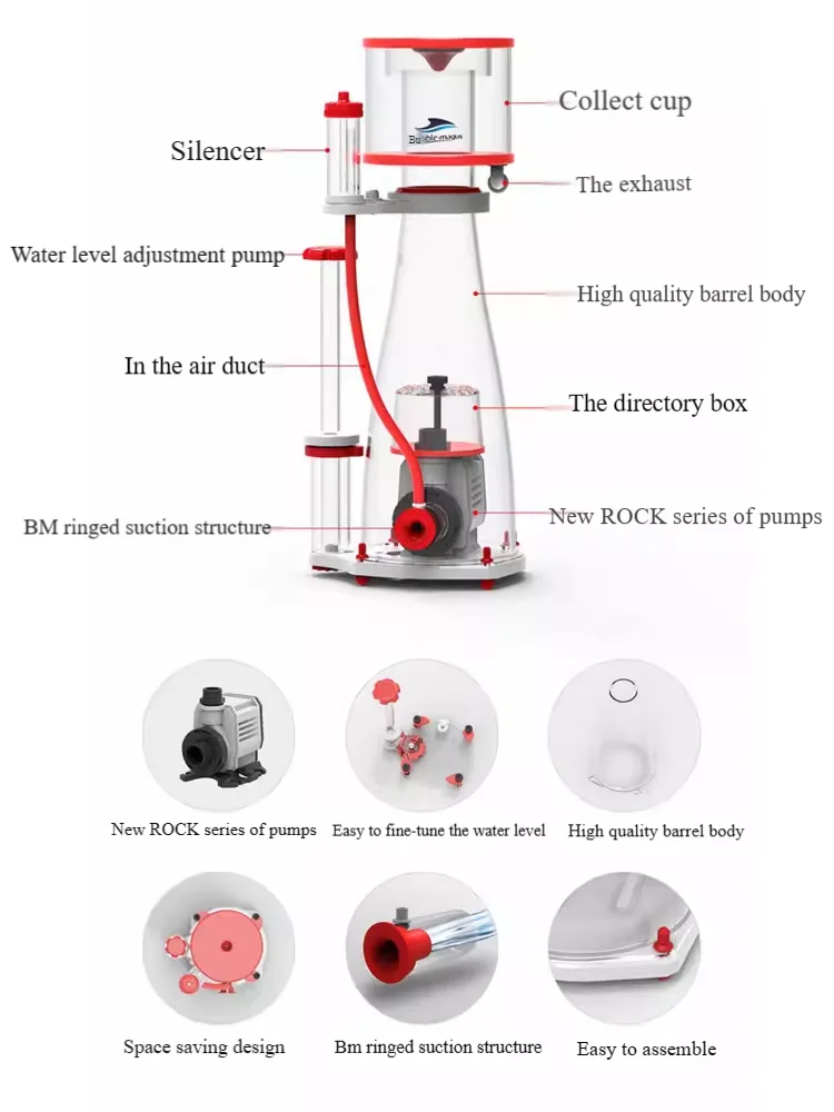 220-240V 50Hz Bubble Magus Cur - đánh giá và giá Protein Skimmer Hang On